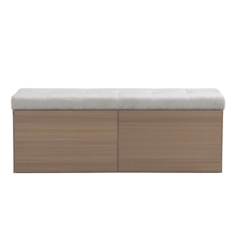 49 Shoe Storage Bench, Entryway Shoe Cabinet Storage Ottoman with Padded Seat Cushion and Double Doors for Entryway, Hallway