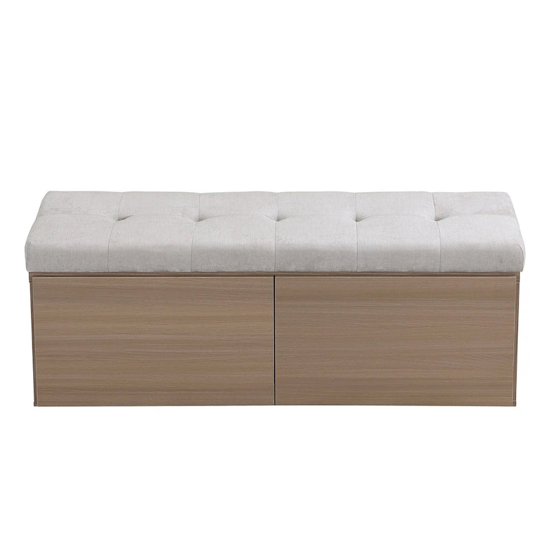 49 Shoe Storage Bench, Entryway Shoe Cabinet Storage Ottoman with Padded Seat Cushion and Double Doors for Entryway, Hallway