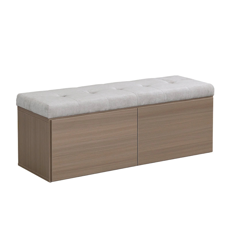 49 Shoe Storage Bench, Entryway Shoe Cabinet Storage Ottoman with Padded Seat Cushion and Double Doors for Entryway, Hallway