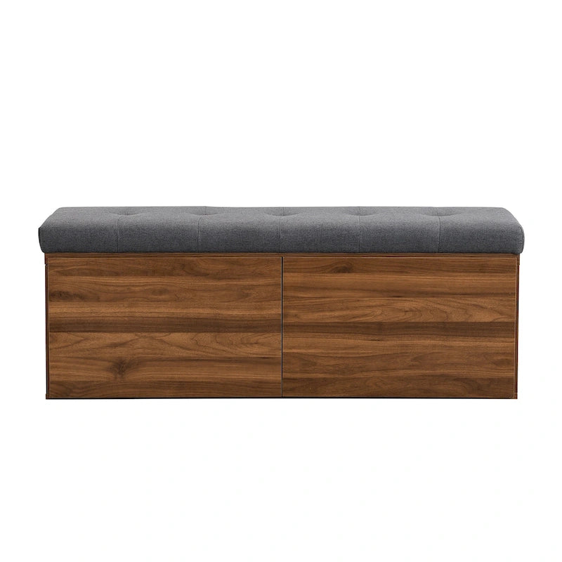 49 Shoe Storage Bench, Entryway Shoe Cabinet Storage Ottoman with Padded Seat Cushion and Double Doors for Entryway, Hallway