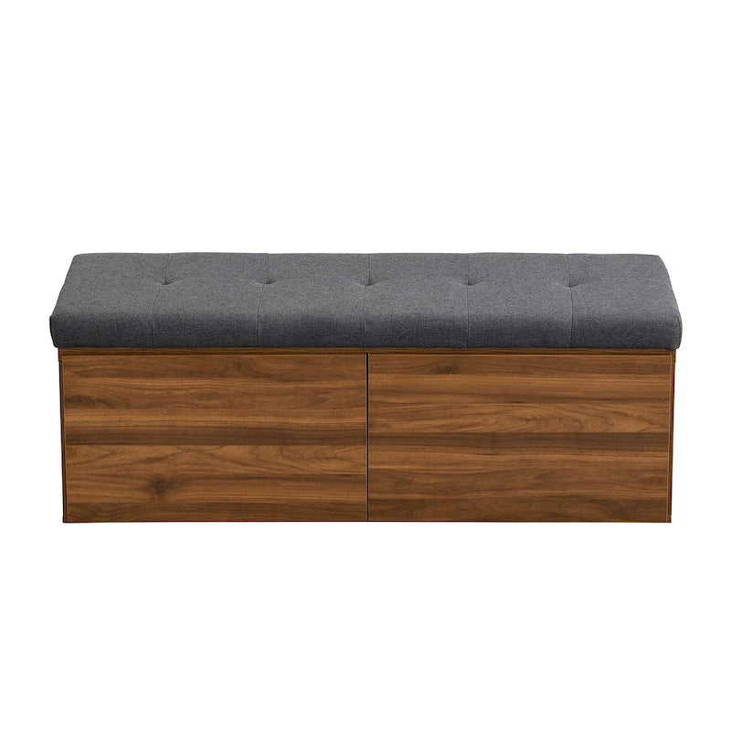49 Shoe Storage Bench, Entryway Shoe Cabinet Storage Ottoman with Padded Seat Cushion and Double Doors for Entryway, Hallway