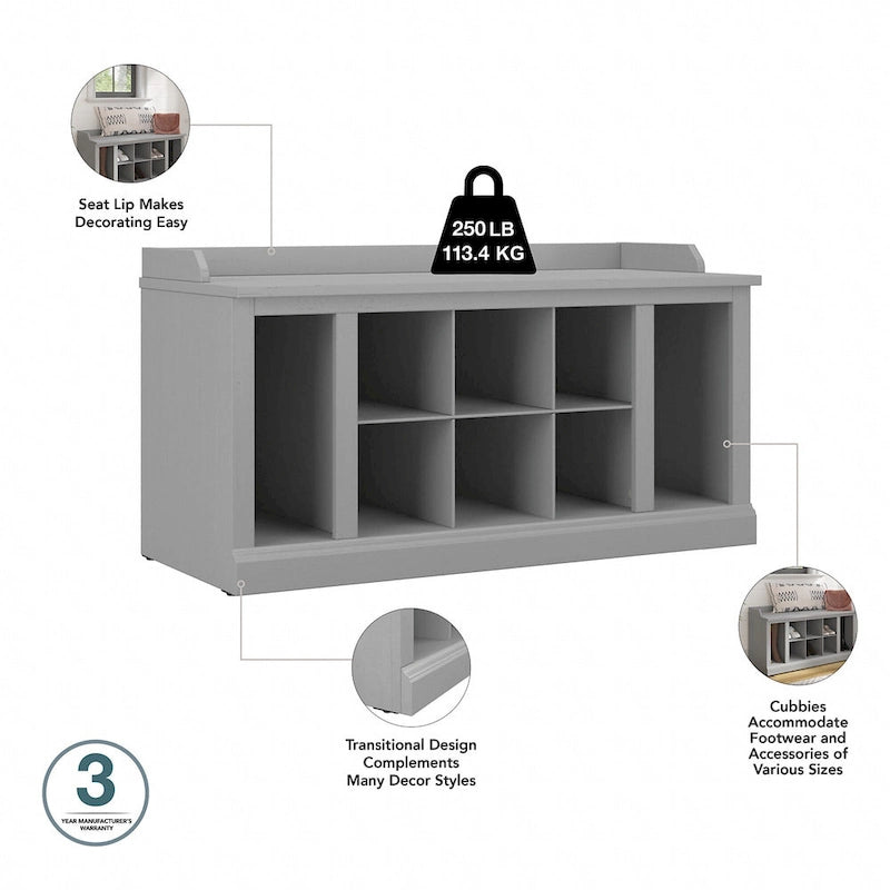 40-Inch Shoe Storage Bench with Shelves and Wall Mounted Coat Rack