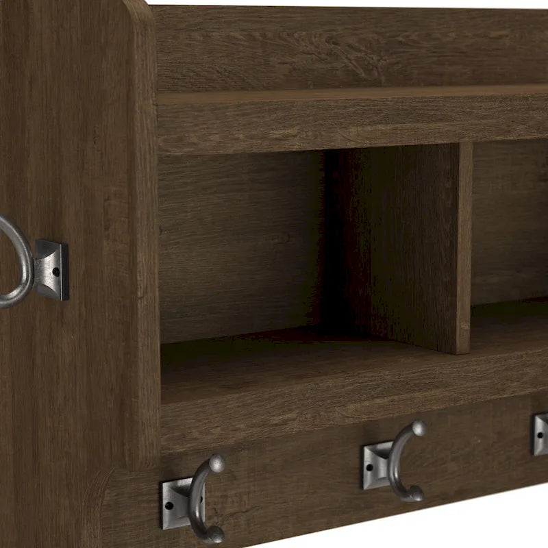 40-Inch Shoe Storage Bench with Shelves and Wall Mounted Coat Rack