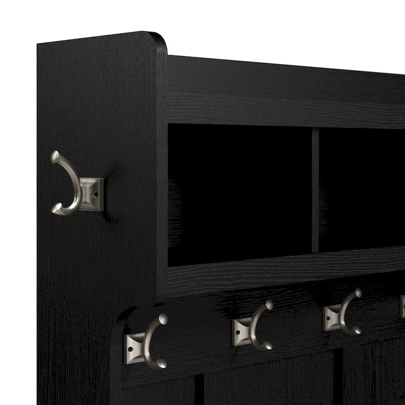 40-Inch Shoe Storage Bench with Shelves and Wall Mounted Coat Rack