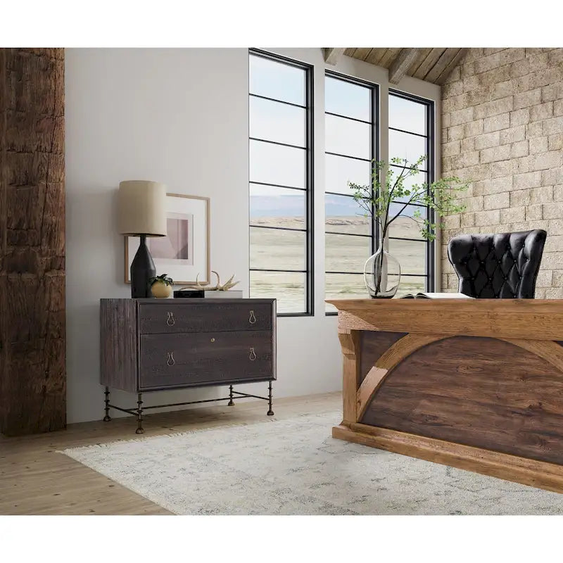 38-Inch Wide 2-Drawer Wood Lateral File Cabinet, Charred Timber