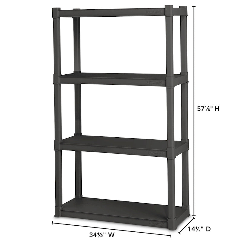 Plastic 4-Shelf Storage Organizing Unit, Flat Gray - 3 Pack