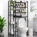 8-Tier Over The Toilet Storage with Side Rack, Over Toilet Storage Rack with Adjustable Shelf & Drain Basket