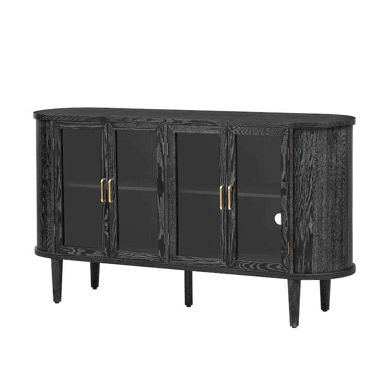 Farmhouse Sideboard Cabinet with Glass Doors & Adjustable Shelves