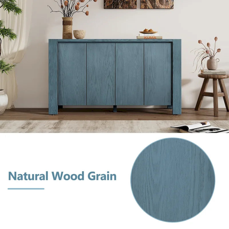 4-Door Distressed Finished Sideboard Buffet Cabinet with Adjustable Shelves