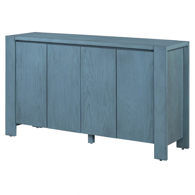 4-Door Distressed Finished Sideboard Buffet Cabinet with Adjustable Shelves