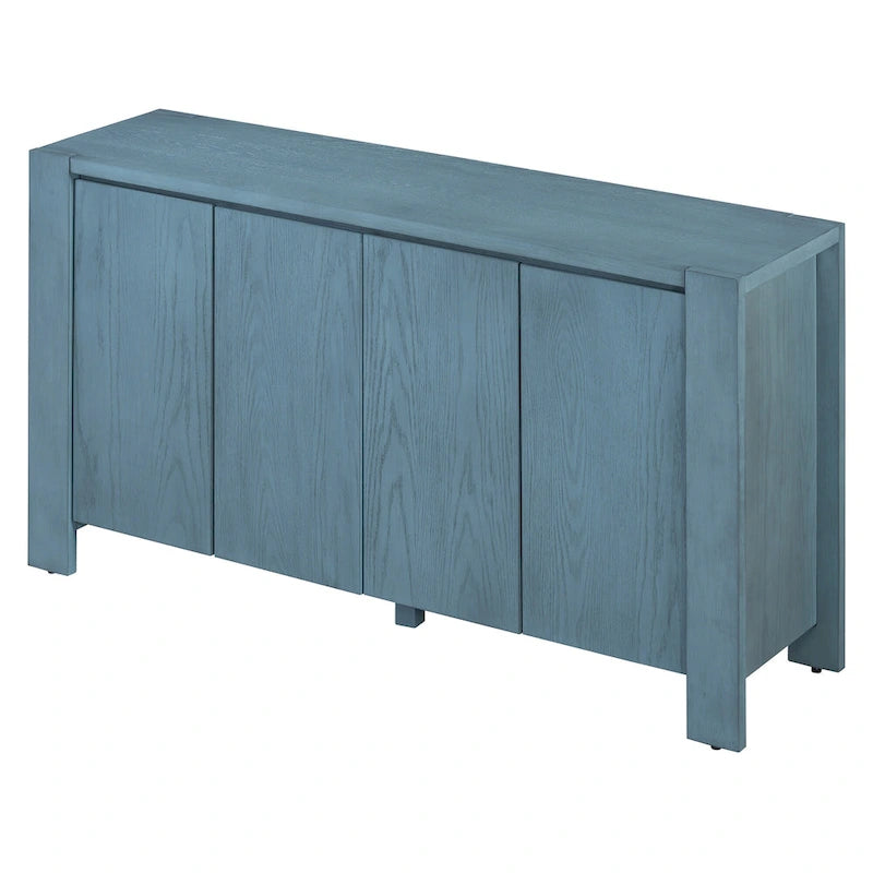 4-Door Distressed Finished Sideboard Buffet Cabinet with Adjustable Shelves