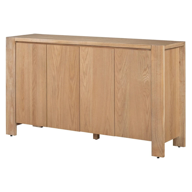 4-Door Distressed Finished Sideboard Buffet Cabinet with Adjustable Shelves