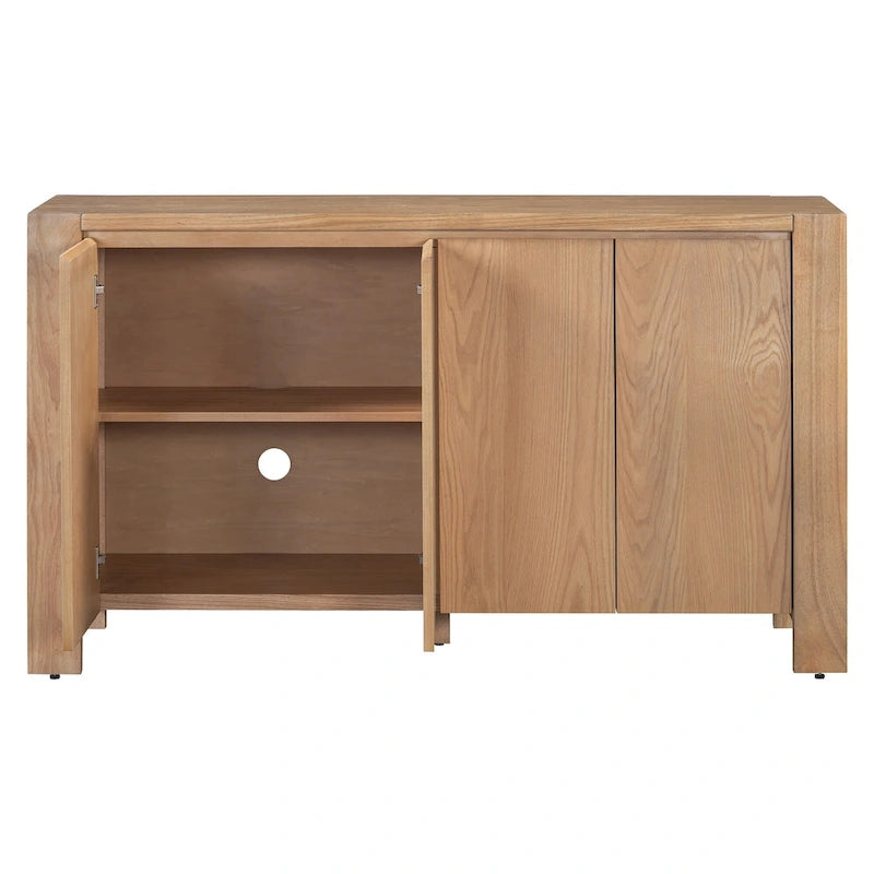 4-Door Distressed Finished Sideboard Buffet Cabinet with Adjustable Shelves