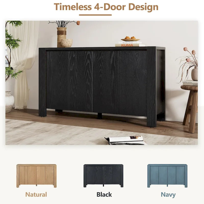 4-Door Distressed Finished Sideboard Buffet Cabinet with Adjustable Shelves