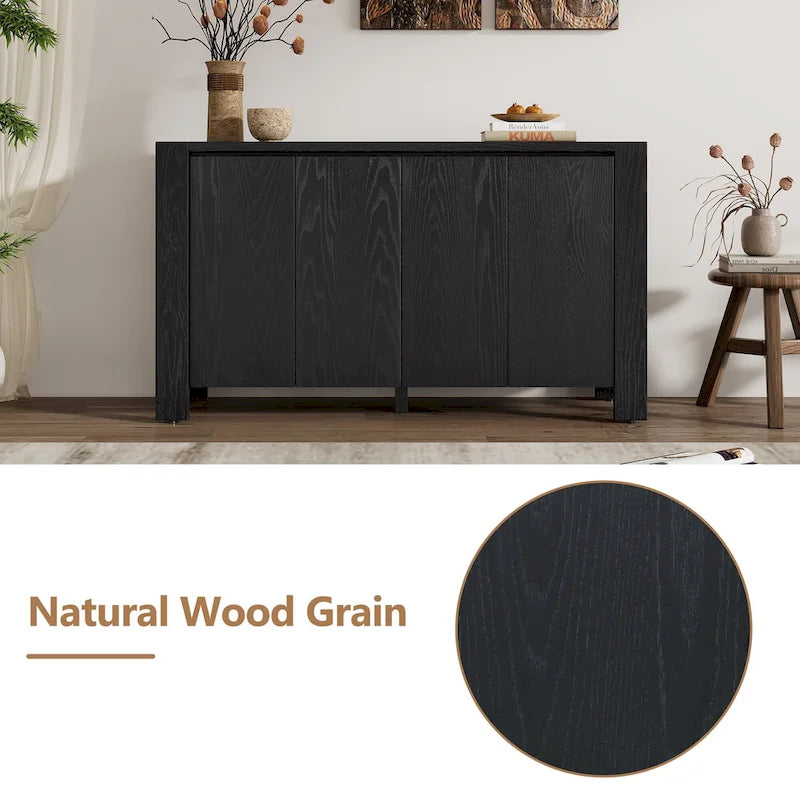 4-Door Distressed Finished Sideboard Buffet Cabinet with Adjustable Shelves