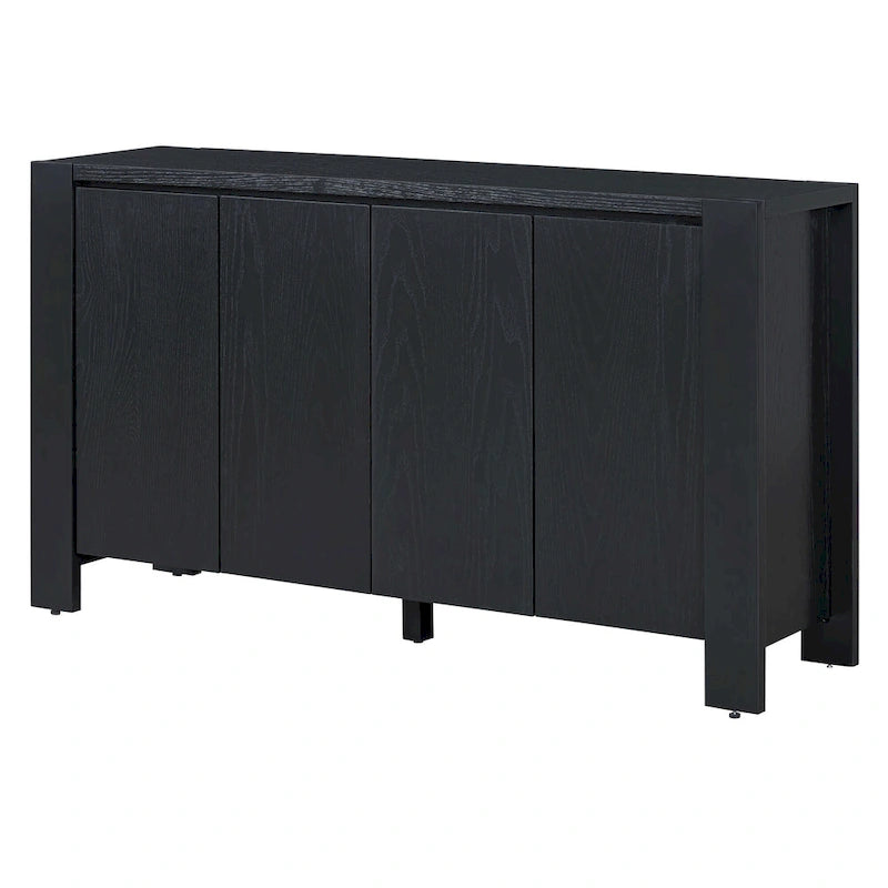 4-Door Distressed Finished Sideboard Buffet Cabinet with Adjustable Shelves