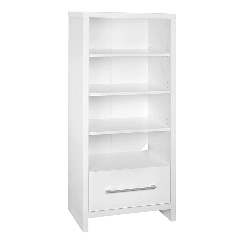 Decorative Storage Tower Bookcase with Drawer, White (2 Pack)