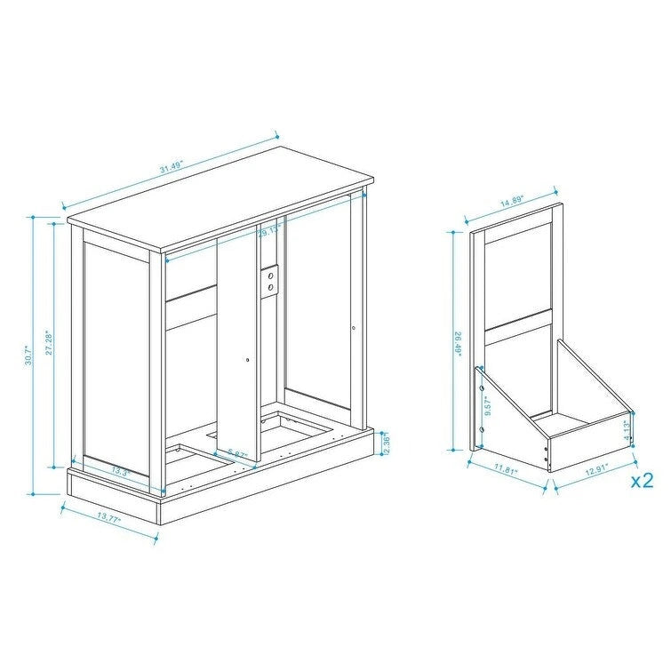 Modern Laundry Sorter Cabinet with Two Compartments and Removable Cloth Bags