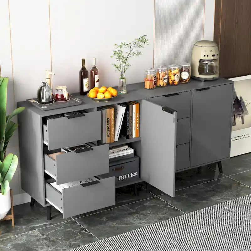 Modern Storage Cabinet with 3 Drawers and Adjustable Shelf for Living Room, Home Office, Entryway