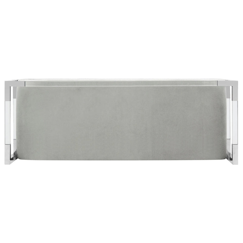 Grey Acrylic Upholstered Bench with Brass Finish Details - 50Wx18Dx26H