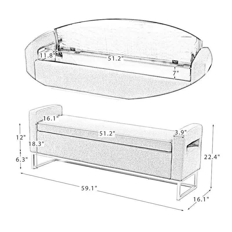 Modern Upholstered Storage Bench