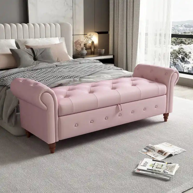 63 Bed Bench Entryway Storage Bench for Living Room Bedroom