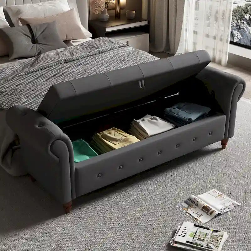 63 Bed Bench Entryway Storage Bench for Living Room Bedroom