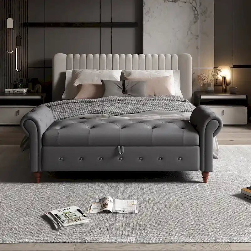 63 Bed Bench Entryway Storage Bench for Living Room Bedroom