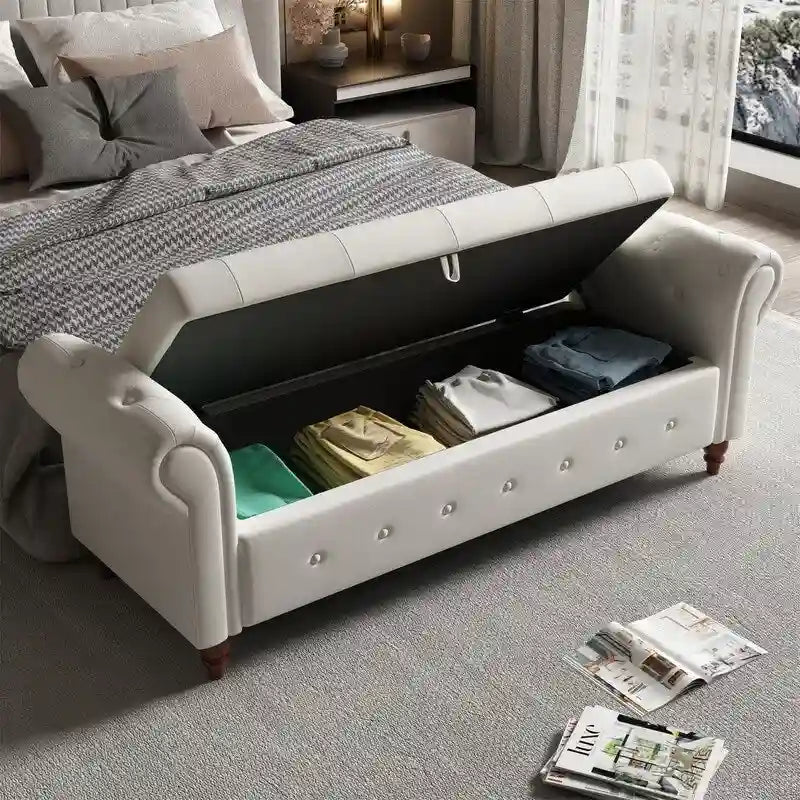63 Bed Bench Entryway Storage Bench for Living Room Bedroom