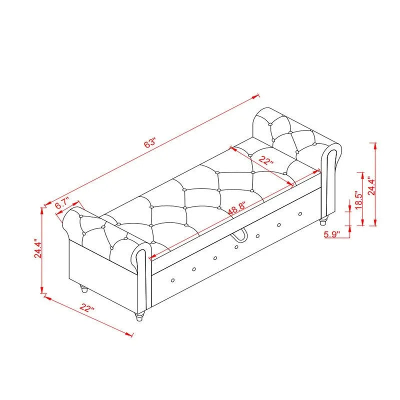 63 Bed Bench Entryway Storage Bench for Living Room Bedroom