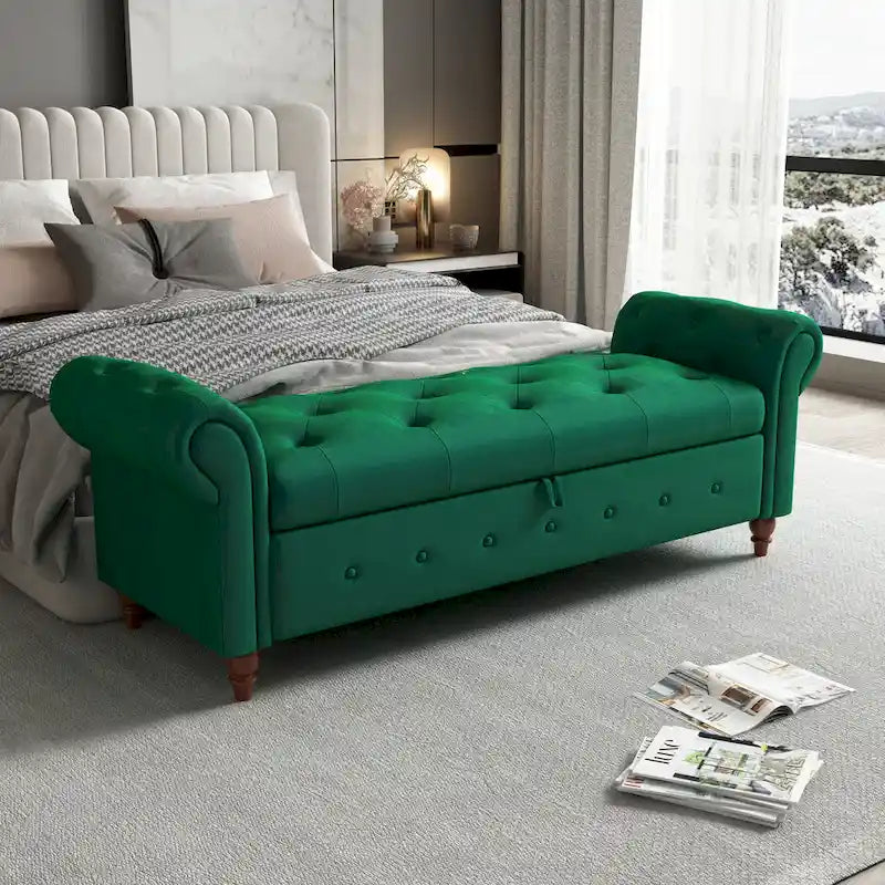 63 Bed Bench Entryway Storage Bench for Living Room Bedroom