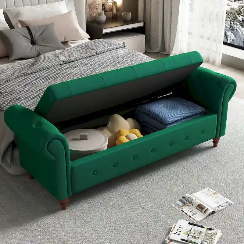 63 Bed Bench Entryway Storage Bench for Living Room Bedroom