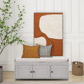Wooden shoe storage stool with cushioned entrance bench with built-in adjustable shelf and flip top