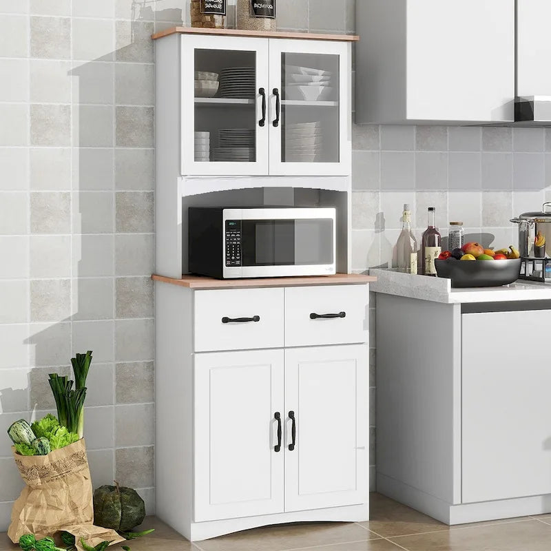 70 Tall Kitchen Pantry, Storage Cabinet with Countertop - 23.62Lx15.75Wx66.9H