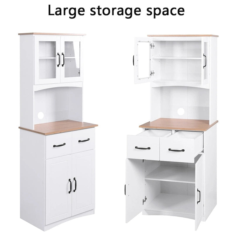 70 Tall Kitchen Pantry, Storage Cabinet with Countertop - 23.62Lx15.75Wx66.9H