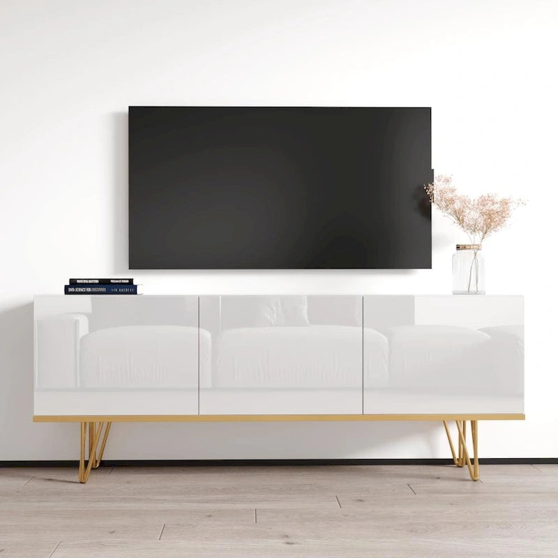 63-Inch Modern High Gloss Sideboard Buffet Credenza