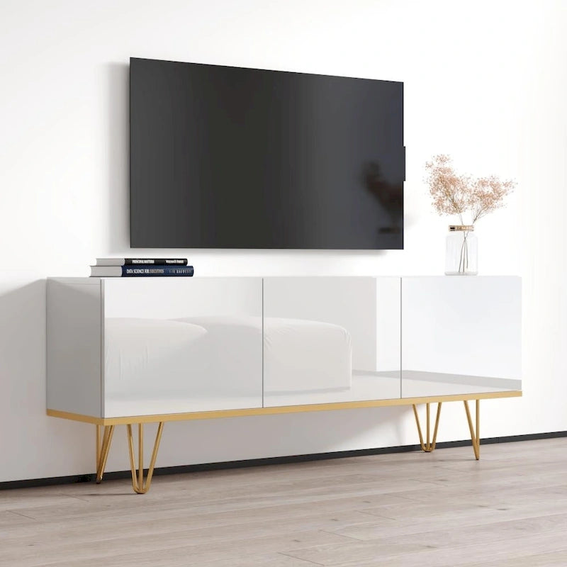 63-Inch Modern High Gloss Sideboard Buffet Credenza