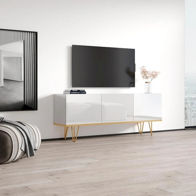 63-Inch Modern High Gloss Sideboard Buffet Credenza