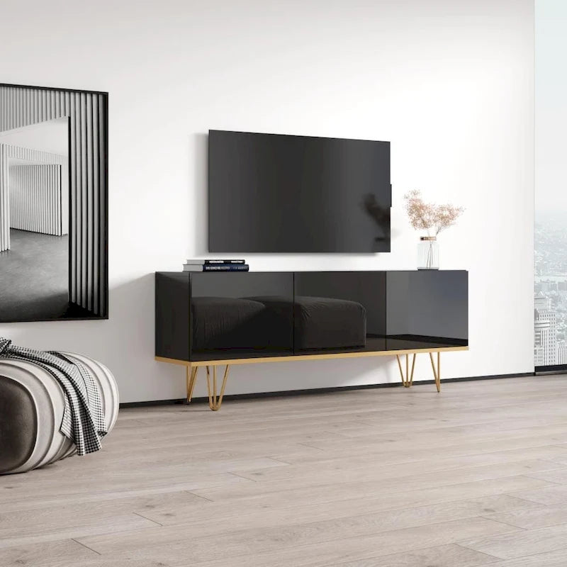 63-Inch Modern High Gloss Sideboard Buffet Credenza