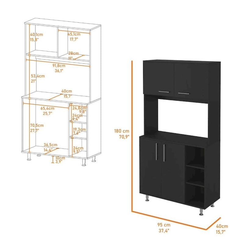 Pantry Cabinet with Three Open Shelves