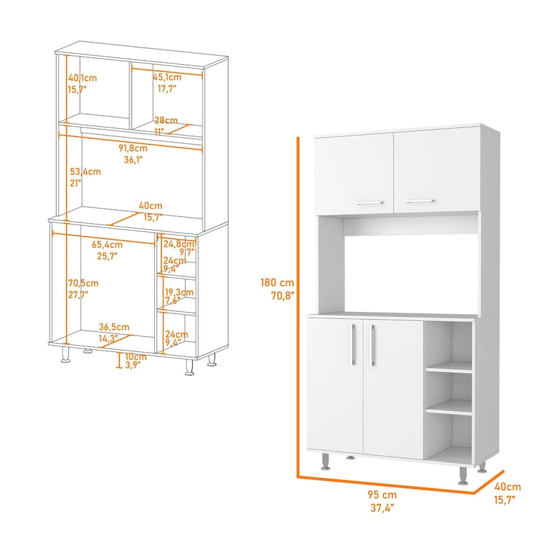 Pantry Cabinet with Three Open Shelves