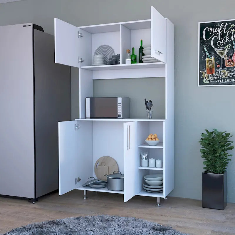 Pantry Cabinet with Three Open Shelves