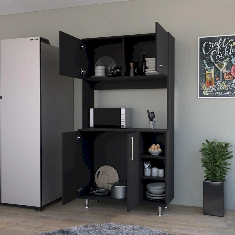 Pantry Cabinet with Three Open Shelves