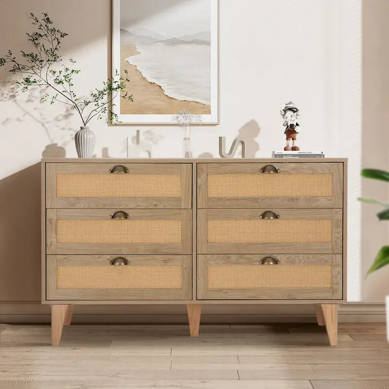 Rattan Drawer Accent Storage Cabinet for Living Room