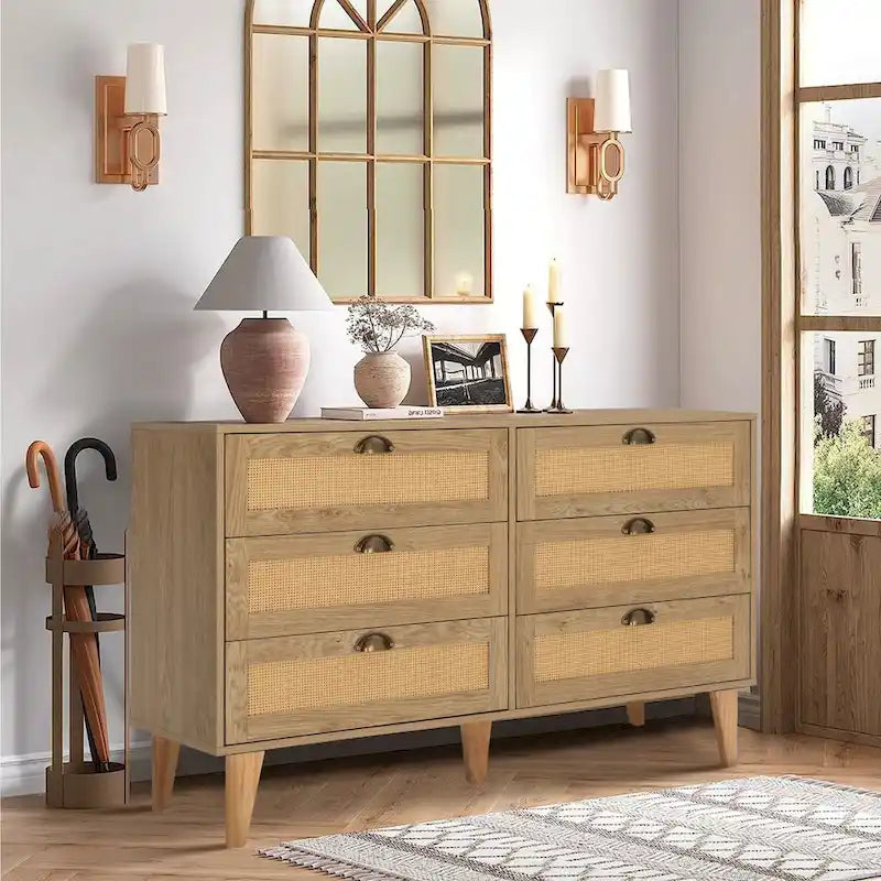 Rattan Drawer Accent Storage Cabinet for Living Room