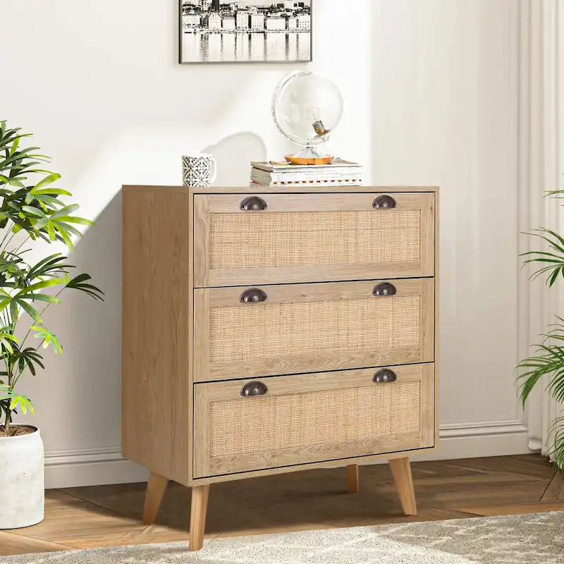 Rattan Drawer Accent Storage Cabinet for Living Room