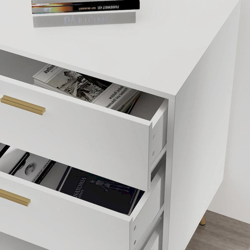 69-Inch Sideboard Buffet Cabinet with 3 Drawers and Shelves, Espresso/White