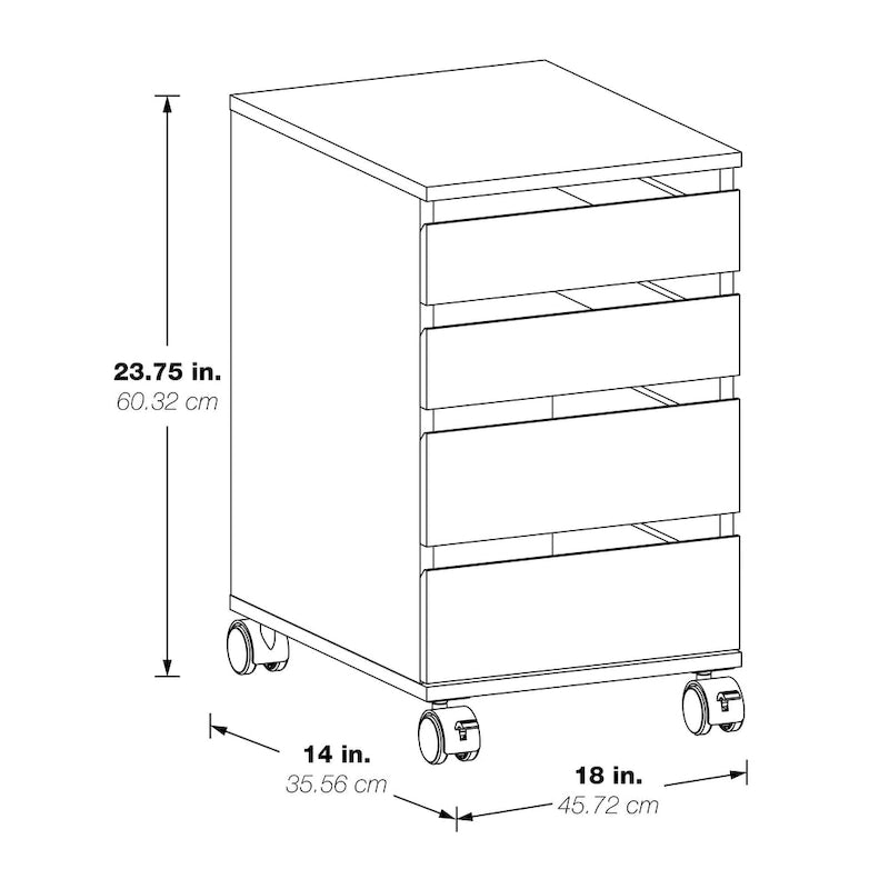 4-Drawer Mobile Storage Cart with Locking Casters
