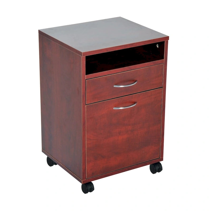 HomCom 24 Mobile Printer Cart with 2 Drawers, Brown - 15.7*13.8*23.6