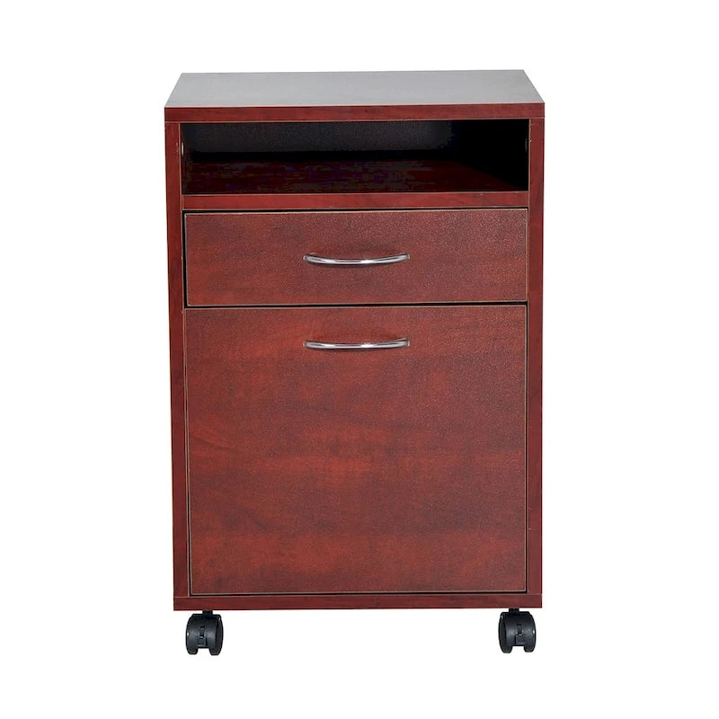 Mobile Printer Cart with 2 Drawers, Brown - 15.7x13.8x23.6